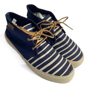 Vans‎ NWOT Chukka Style Mid Tops Navy and White Striped Sz 8.5 Nautical Preppy